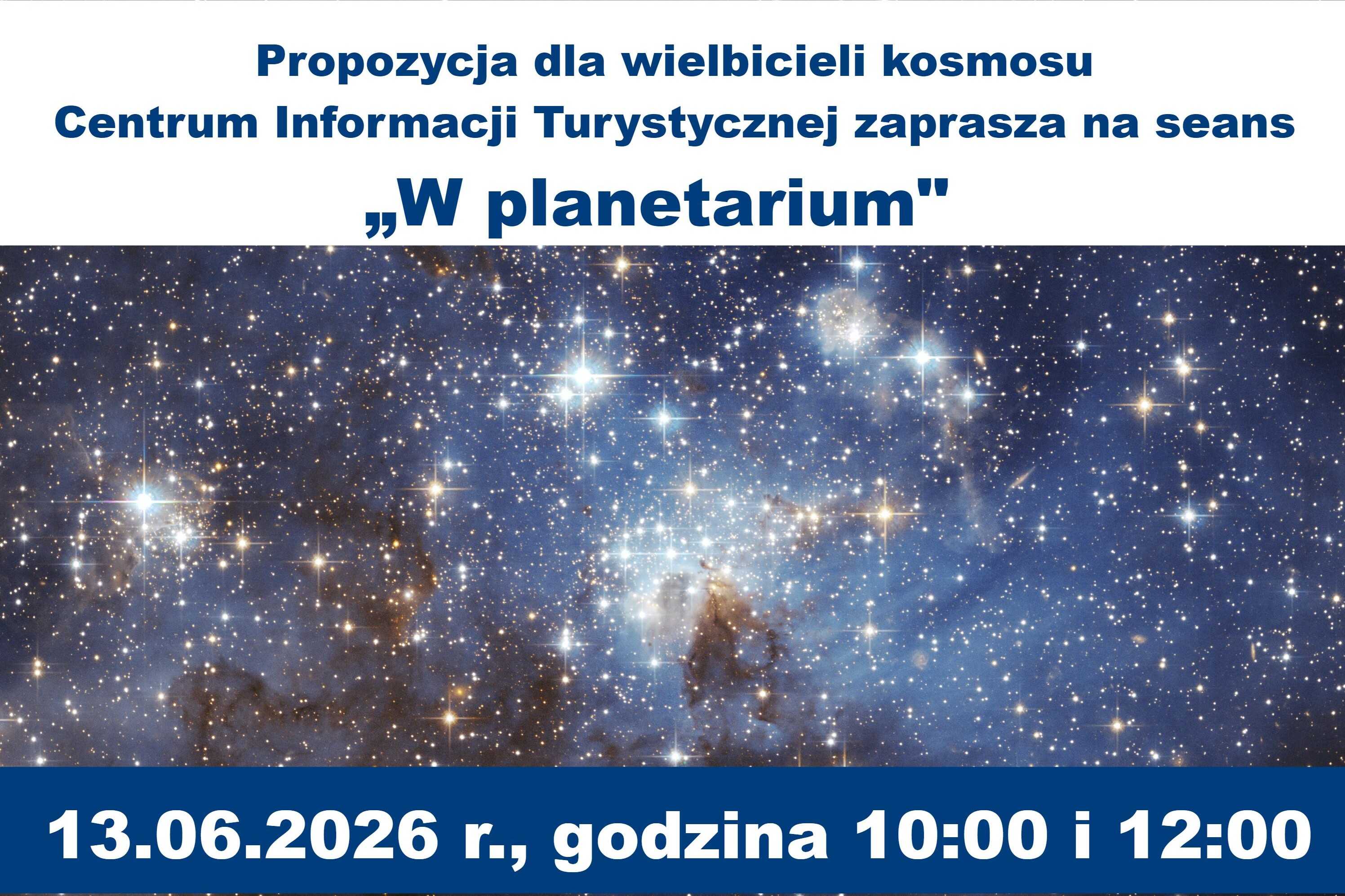 Plakat zapraszający na seans astronomiczny.