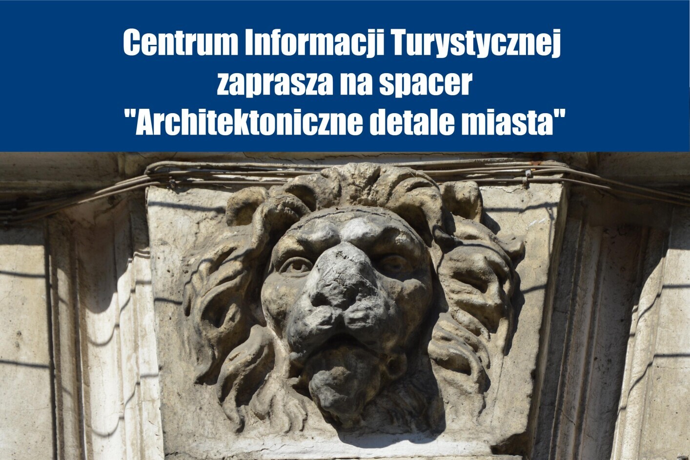 Plakat zapraszający na spacer z przewodnikiem.