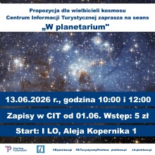 Plakat zapraszający na seans astronomiczny.