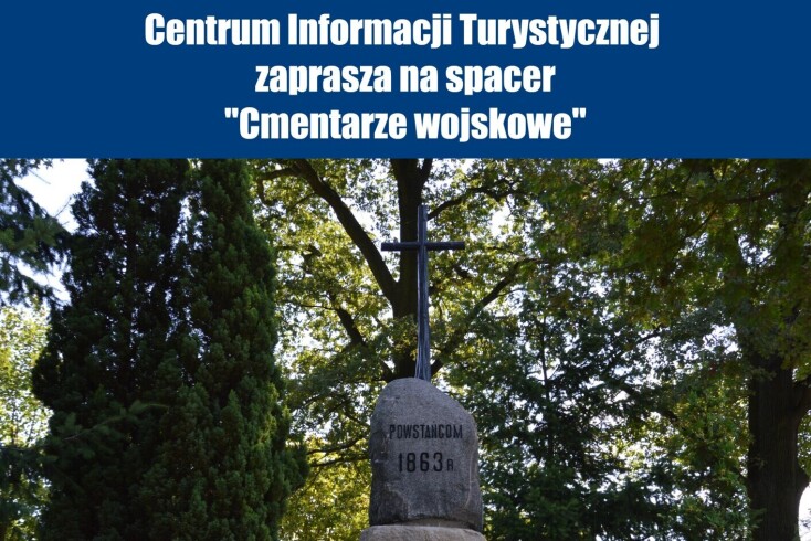 Plakat zapraszający na spacer z przewodnikiem.